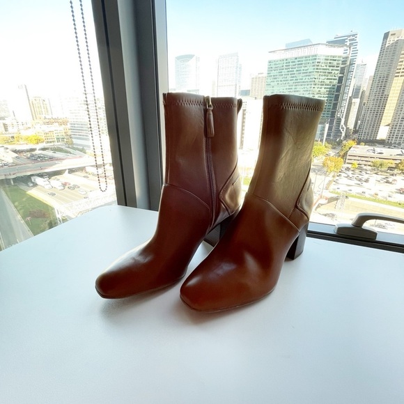 Franco Sarto Talfer Bootie Scandinavian Tan Minimalist Ankle Boots Size 9.5 - Picture 2 of 6